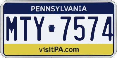PA license plate MTY7574