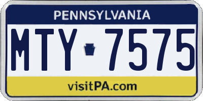 PA license plate MTY7575
