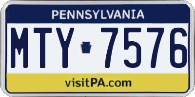 PA license plate MTY7576