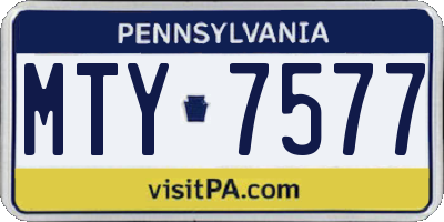 PA license plate MTY7577