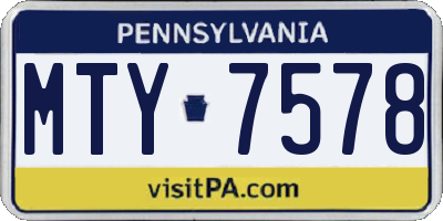 PA license plate MTY7578