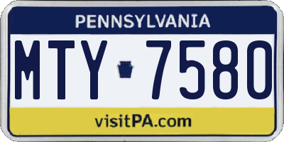 PA license plate MTY7580