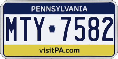PA license plate MTY7582