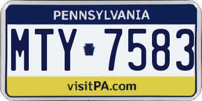 PA license plate MTY7583