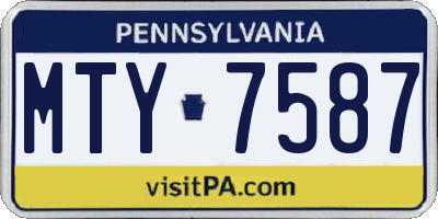 PA license plate MTY7587