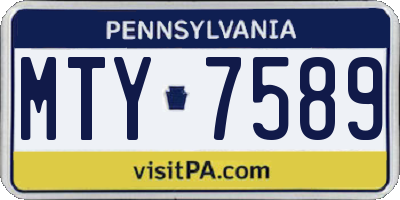 PA license plate MTY7589