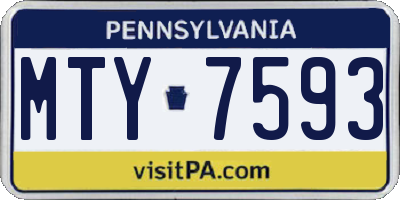 PA license plate MTY7593