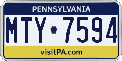 PA license plate MTY7594