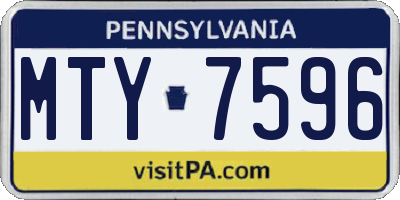 PA license plate MTY7596