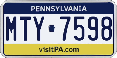PA license plate MTY7598