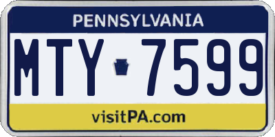 PA license plate MTY7599