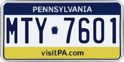 PA license plate MTY7601
