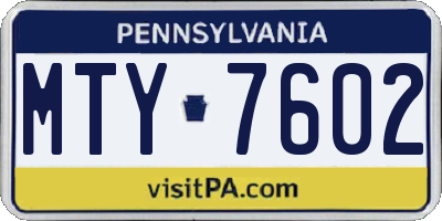 PA license plate MTY7602