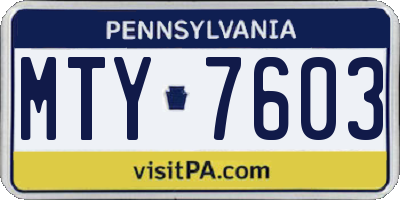PA license plate MTY7603