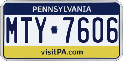 PA license plate MTY7606