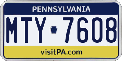 PA license plate MTY7608