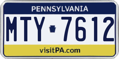 PA license plate MTY7612