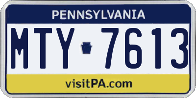 PA license plate MTY7613