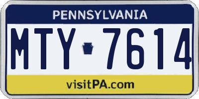 PA license plate MTY7614