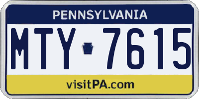 PA license plate MTY7615