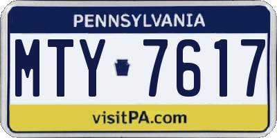 PA license plate MTY7617