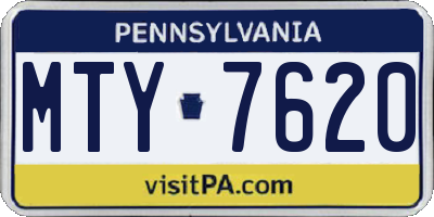 PA license plate MTY7620