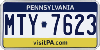 PA license plate MTY7623