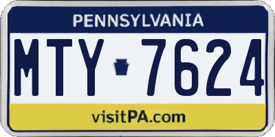 PA license plate MTY7624