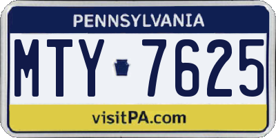PA license plate MTY7625