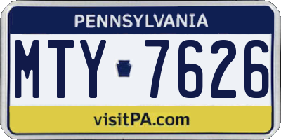 PA license plate MTY7626