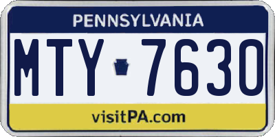 PA license plate MTY7630