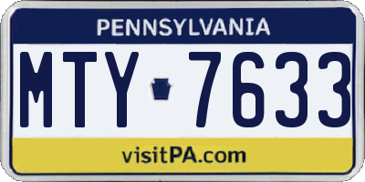 PA license plate MTY7633