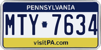 PA license plate MTY7634