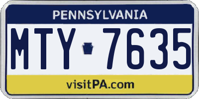 PA license plate MTY7635