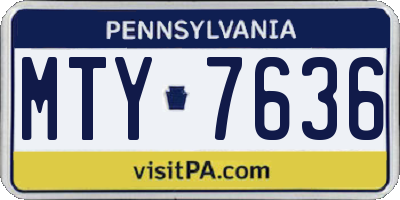 PA license plate MTY7636