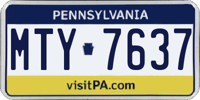 PA license plate MTY7637