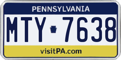 PA license plate MTY7638