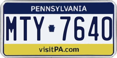 PA license plate MTY7640