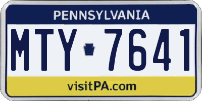PA license plate MTY7641