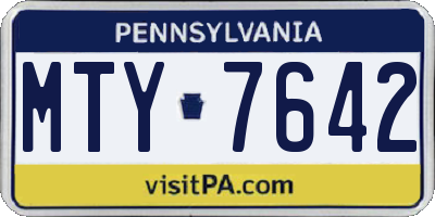 PA license plate MTY7642