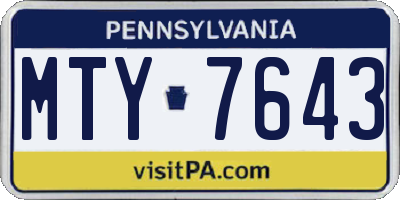 PA license plate MTY7643
