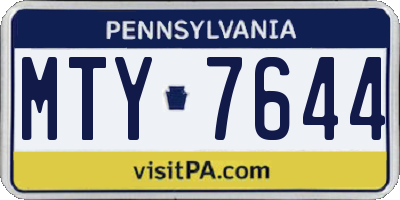 PA license plate MTY7644