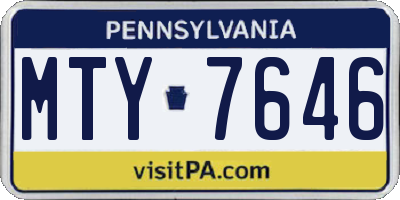 PA license plate MTY7646