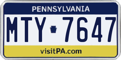 PA license plate MTY7647