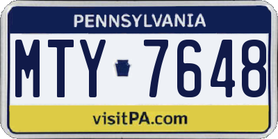 PA license plate MTY7648