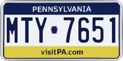 PA license plate MTY7651