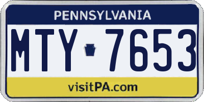 PA license plate MTY7653