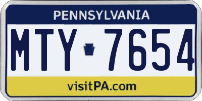 PA license plate MTY7654