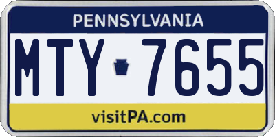 PA license plate MTY7655