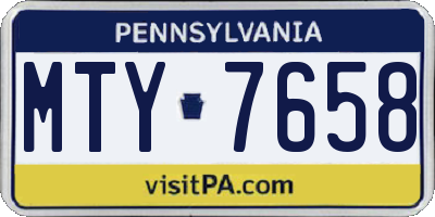 PA license plate MTY7658